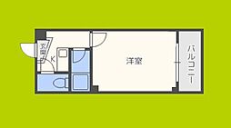 オーキッドコート田辺 1Kの間取図画像
