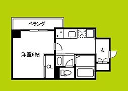 セルン新町 1Kの間取図画像