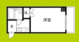 コーニッシュ桜川 1Kの間取図画像