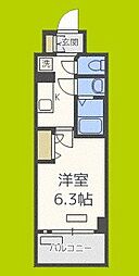 プレサンス四天王寺前夕陽ケ丘アクティ 1Kの間取図画像