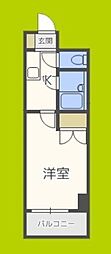 ローズコーポ天満東2 1Kの間取図画像