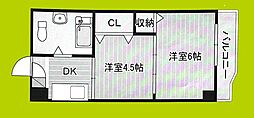 新大阪第2ダイヤモンドマンション 2Kの間取図画像