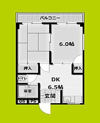 相原マンション 2DKの間取図画像