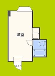 エステマール鶴橋1号館 ワンルームの間取図画像