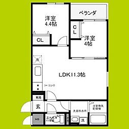 レジーナ本町 2LDKの間取図画像
