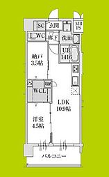 スプランディッド大阪ベイサイドDUE 1SLDKの間取図画像