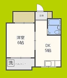 JPアパートメント東住吉4 1DKの間取図画像