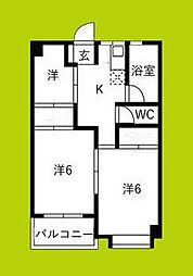 生野コーポ 3Kの間取図画像