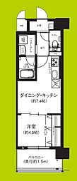 エグゼ難波ザ・ゲート 1DKの間取図画像