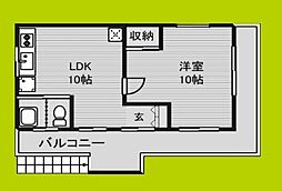 關本マンション 1LDKの間取図画像