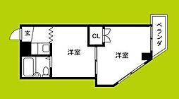 リバーサイドコロル天神橋 2Kの間取図画像