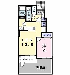 パークサイドエックス2 1LDKの間取図画像