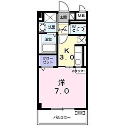 ジュネスO.C.U 1Kの間取図画像