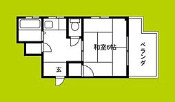 マンション第二新大宮 1Kの間取図画像