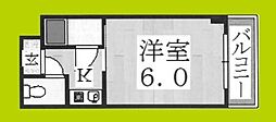 パールハイム駒川 1Kの間取図画像