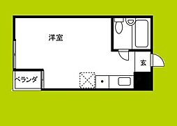 シティコープホリエ ワンルームの間取図画像