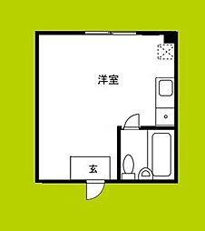 フローラハイツ千代崎 ワンルームの間取図画像