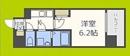 エスリード本町靭公園レジデンス 1Kの間取図画像