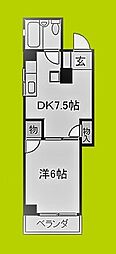 ルポ西本町 1DKの間取図画像