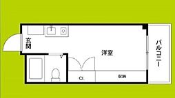 池田マンション ワンルームの間取図画像