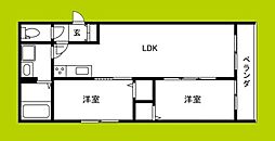 TIO四條畷 2LDKの間取図画像