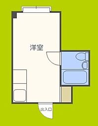 京橋ハイツ30 ワンルームの間取図画像