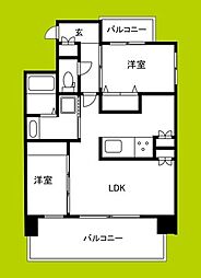 アーバネックス南堀江II 2LDKの間取図画像