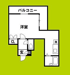 グランシャトー ワンルームの間取図画像