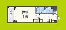 アーデン京町堀ウエスト 1Kの間取図画像