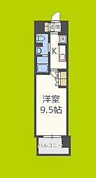 コンフォリア阿波座 1Kの間取図画像