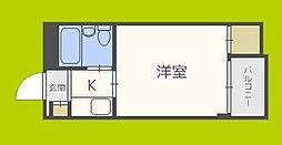 カツタビルディング3号館 1Kの間取図画像