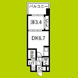 D.Clarest長田駅前 1DKの間取図画像