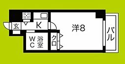 ロータリー天神橋 1Kの間取図画像