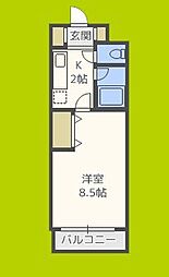 アロース我孫子東 1Kの間取図画像