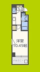 プレジール靱公園 1Kの間取図画像