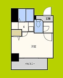 クレール上本町 1Kの間取図画像