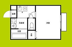 プレジールヴァン 1Kの間取図画像