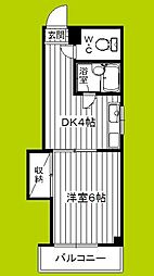 エクセルハイツ新地公園 1DKの間取図画像