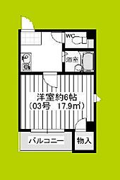 グローハイツ松崎町 1Kの間取図画像