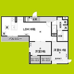 クラシスト背戸口 2LDKの間取図画像