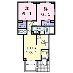 カイザーヴィラ 2LDKの間取図画像