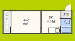 ニューライフ赤坂 1DKの間取図画像