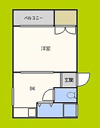 ハイツ魚住 1DKの間取図画像