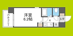 エステムコート四天王寺夕陽丘 1Kの間取図画像