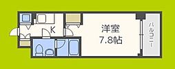 アーデン京町堀ウエスト 1Kの間取図画像