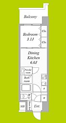 セレニテ夕陽丘アリエ ノール 1DKの間取図画像