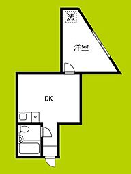 エイチ・ツー・オー第6ビル 1DKの間取図画像