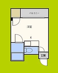 吉川マンション ワンルームの間取図画像