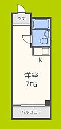 新深江橋ハイツ ワンルームの間取図画像