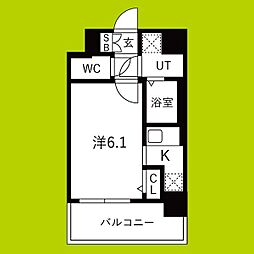 大阪市港区八幡屋2丁目マンション 1Kの間取図画像